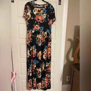 Curvy Black and Floral Maxi Dress
